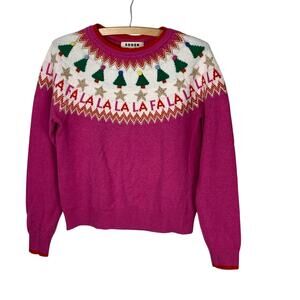 Boden Pink Edie Fair Isle Holiday Sweater Size S